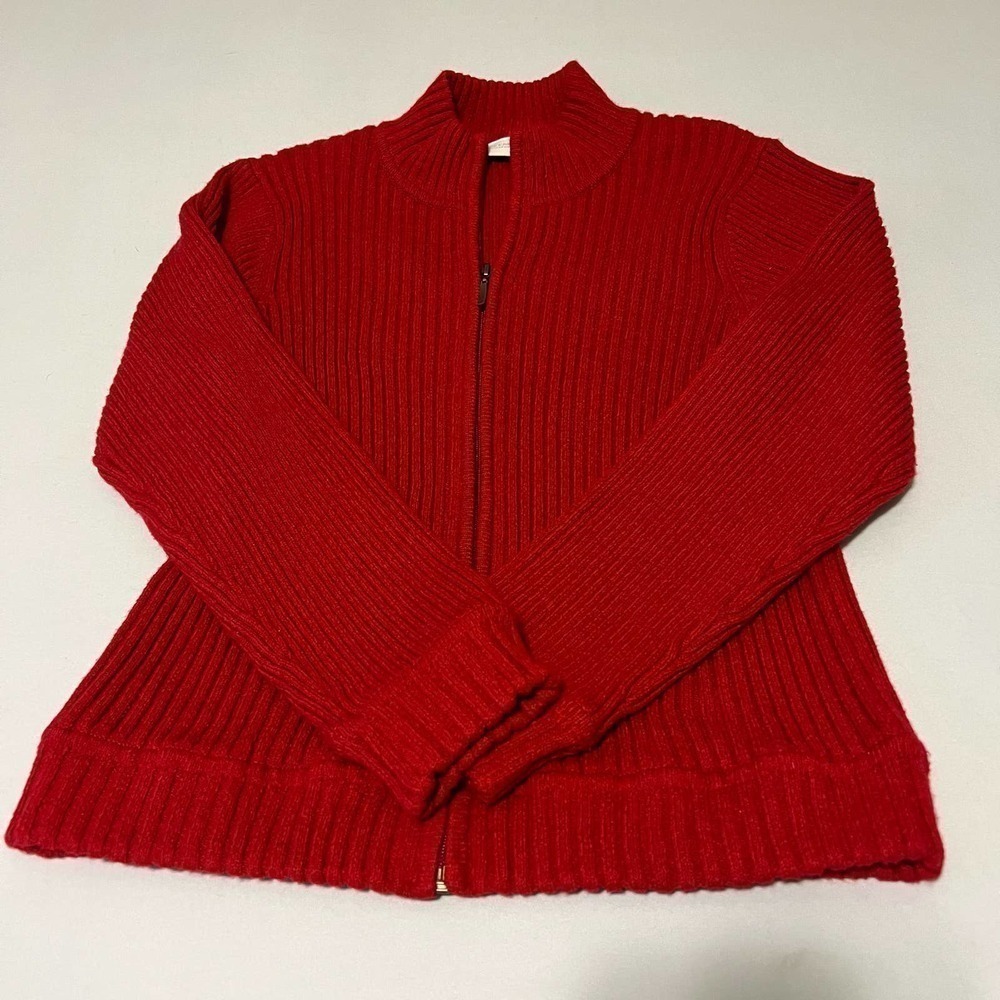 Liz Claiborne Lizsport Petite Red zip up sweater Petite P